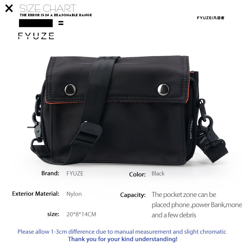 FYUZE Men sling bag mini Nylon Waterproof male shoulder bag boy wallets small chest bag slim crossbody bag dropshipping