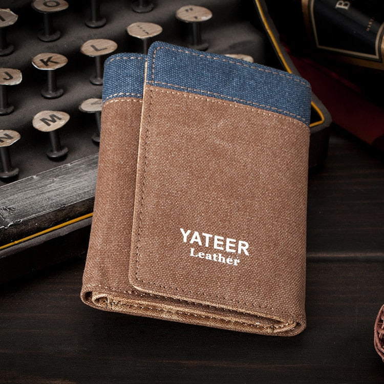 Retro Men's Wallet Business ID Card Holders Purse Small Leather Card Wallets Short Bifold Wallet for Men Slim Purses Male Wallet