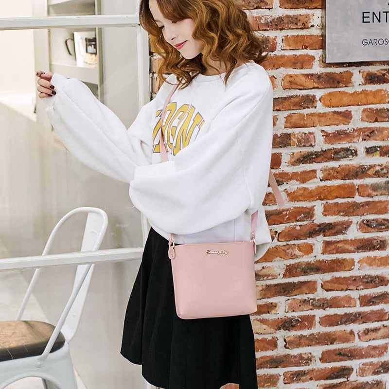 Fashion Casual Phone Coin Shoulder Bag Small Women PU Leather Messenger Bags Solid Clutch Zipper Crossbody Mini Bag