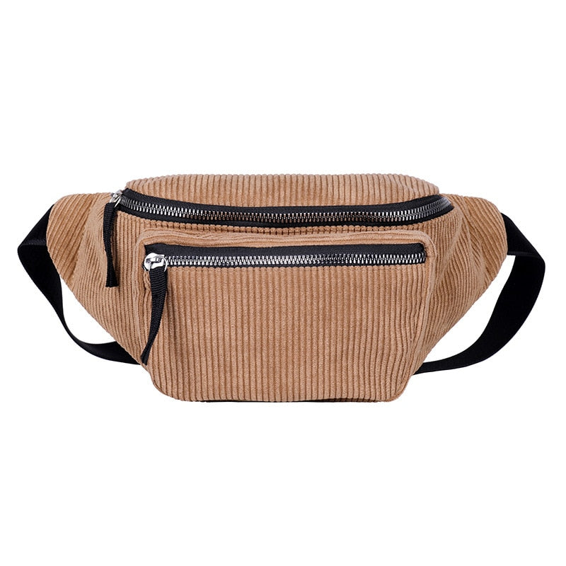 Corduroy Waist Bag Designer Zipper Chest Bag Sport Travel Girl Waist Belt Bags Fashion Phone Waist Pack for Women