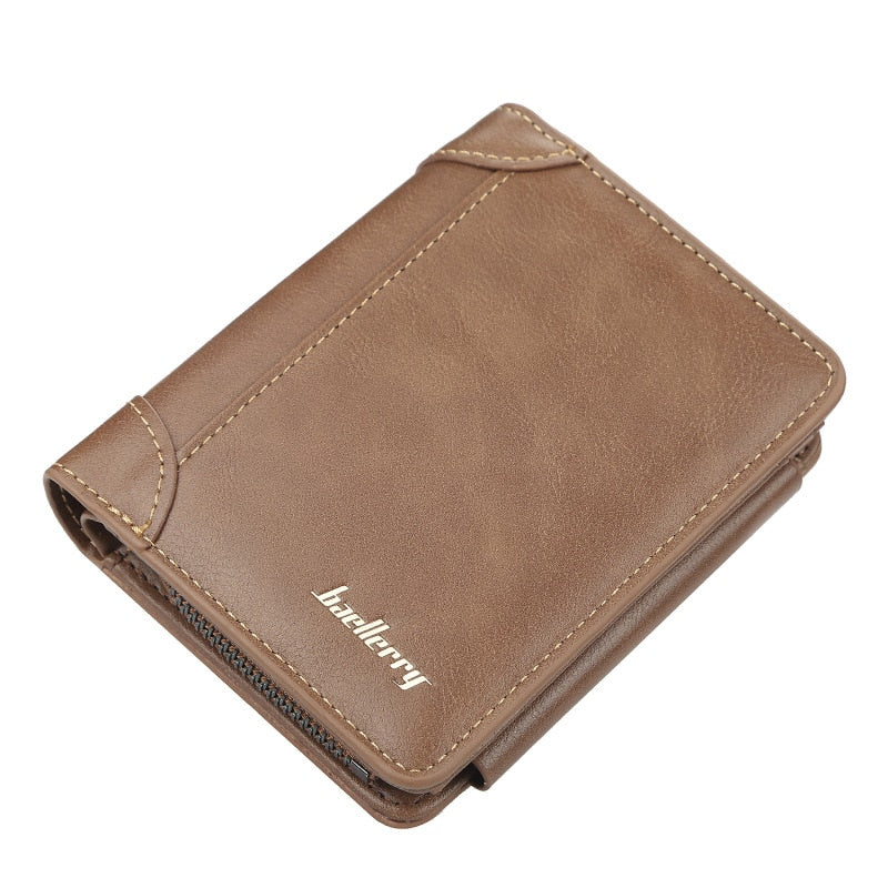 New Leather Men Wallets High Quality Zipper Short Desigh Card Holder Male Purse Fashionable Multi-card Slot 3 Fold Coin Purse