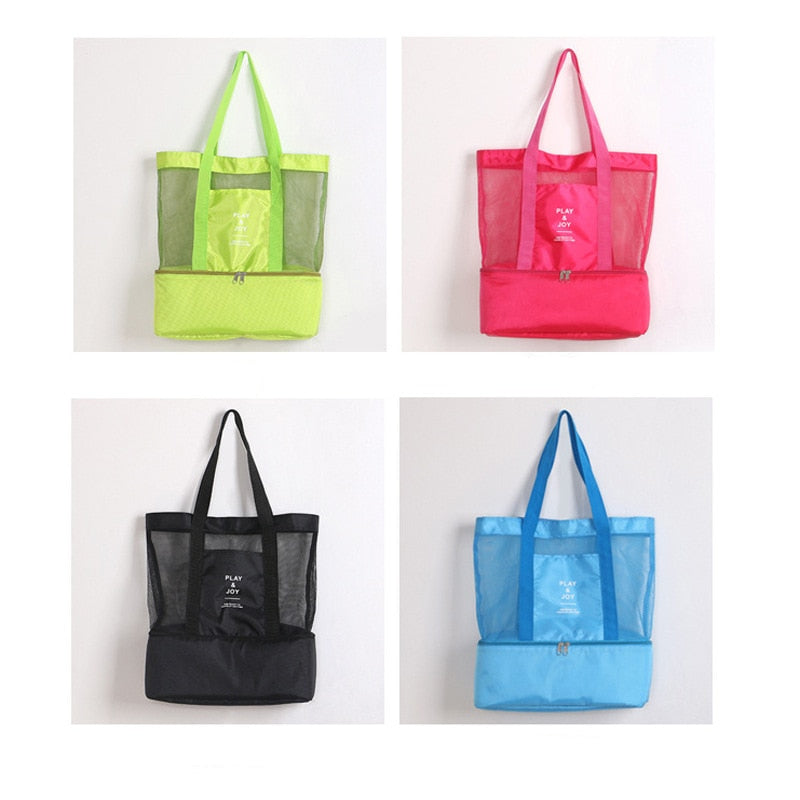 High Capacity Women Mesh Transparent Bag Double-layer Heat Preservation Large Picnic Beach Bags
