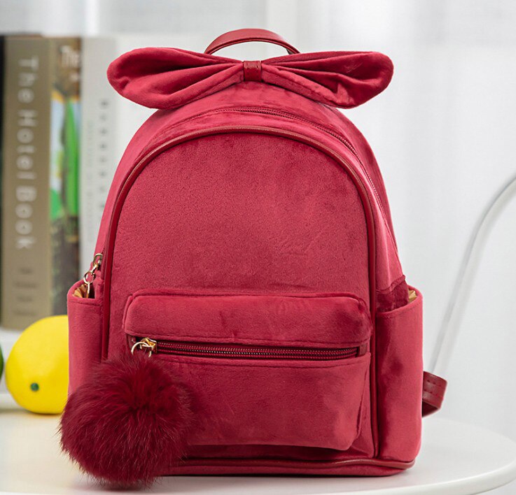 Baby Backpacks Kid Toddler Backpack Kindergarten Schoolbag Baby Cartoon Bowknot Shoulder Bag Plush Ball