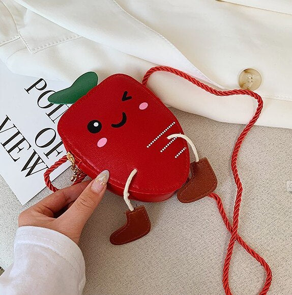 Lovely Children's PU Leather Red Messenger Bag Cute Girls Cartoon Shoulder Bags Princess Accessories Mini Coin Purse Handbags