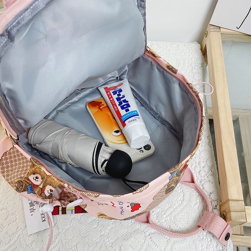 High quality cute printed backpack women's Kawaii multifunctional portable shoulder bag Fashion young female student school bag