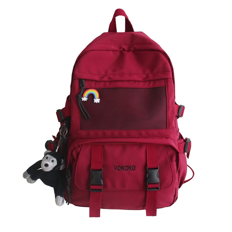 EnoPella Fashion Waterproof Nylon Women Backpack For Girls Travel High Capacity Student BookBag Men Black Laptop Bag