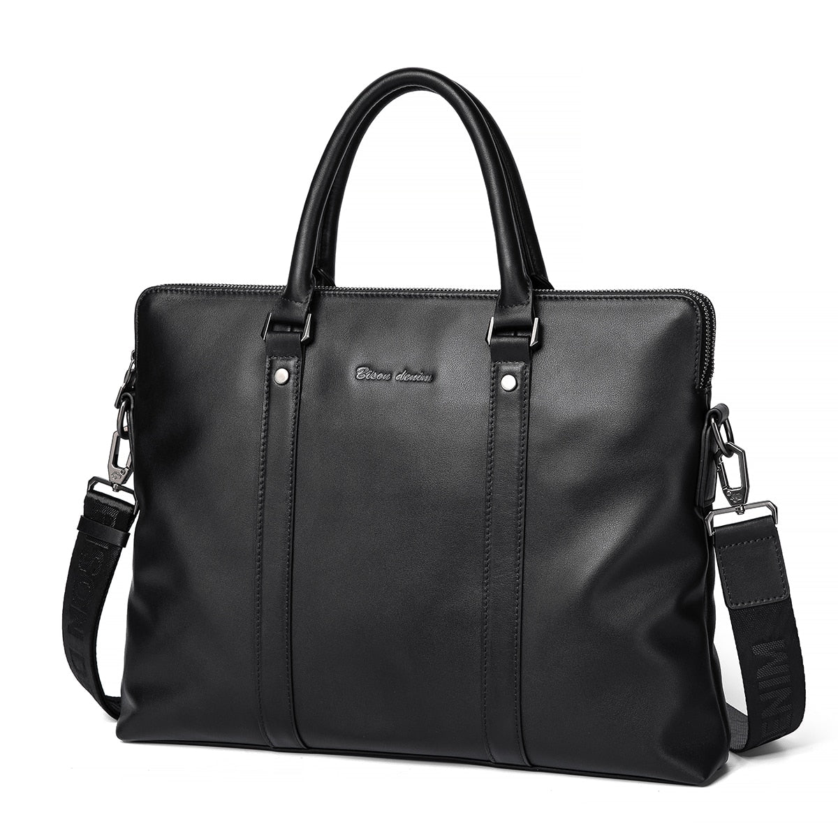 BISON DENIM Genuine Leather Men Handbags Casual Laptop Bag Male Business Messenger Bags Men's Crossbody Shoulder Bag N20082-3B