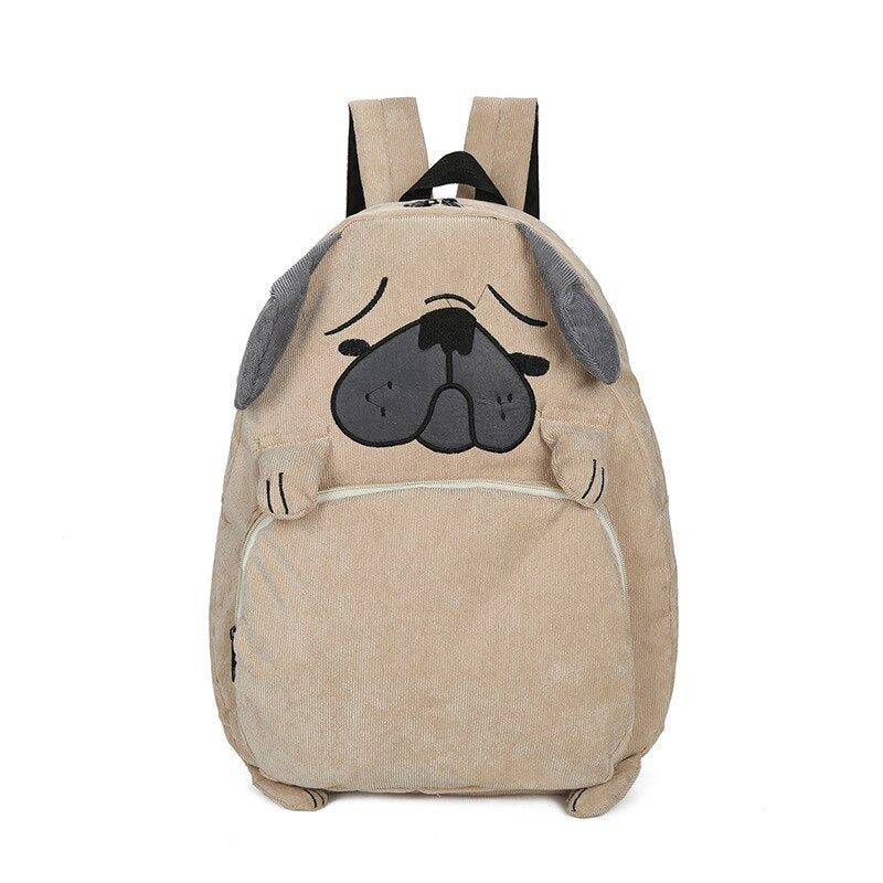 School Backpacks Anime For Teenagers Girls Cute Designer Corduroy Animal Fox Dog Shape Schoolbag Student Backpack