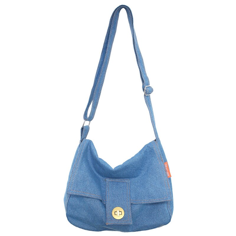 Large Capacity Canvas Shoulder Bags For Women Solid Fashion Fold Female Handbag Jean Big Shopping Eco Bag Denim Crossbody Bags