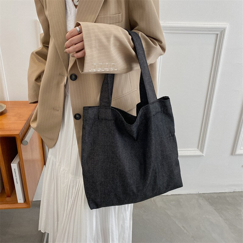 Simple Jeans Women Bags Shopper Denim Shoulder Bag Female Messenger Handbags Summer Totes High Solid Crossbody Woman Top Handle