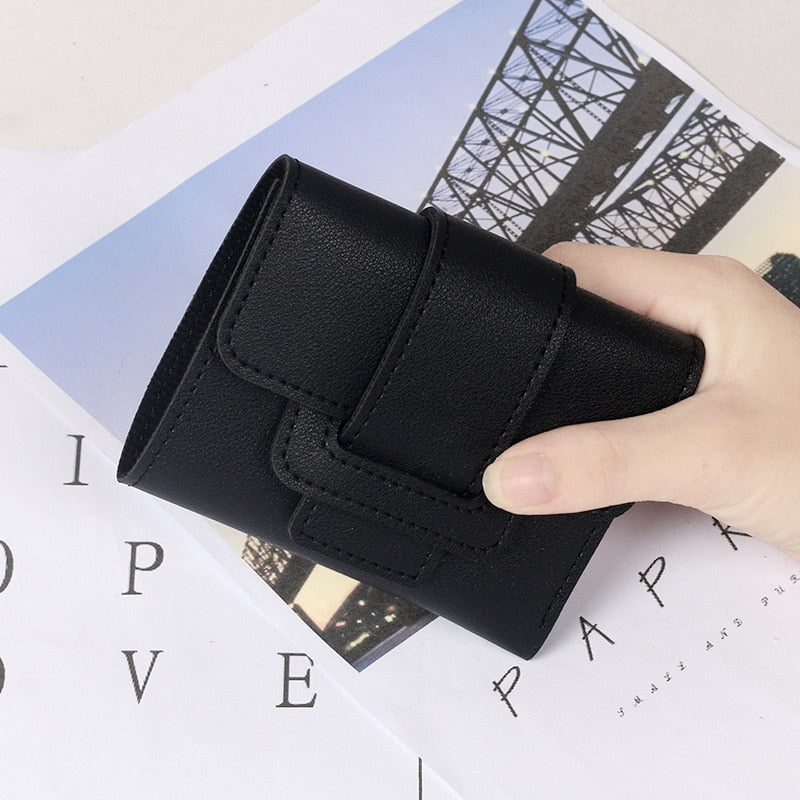 Wallet Women Lady Short Women Wallets Red Color Mini Money Purses Small Fold PU Leather Female Coin Purse Card Holders