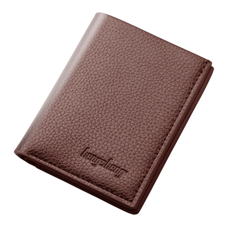 Men Wallets 100% Genuine Leather Real Cowhide Card Holder Wallets for Man Short Fashion Black Coin Purse Photo Money Clip Bag