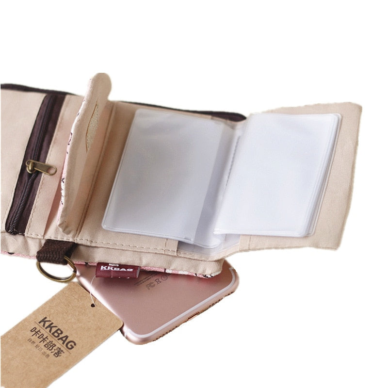 Vintage Casual Women Wallets Denim Canvas Short Buttons Clutch Coin Purse Large Capacity Card Holder Wallet