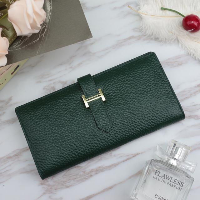 Genuine Leather Women Wallets Luxury Long Hasp Lychee Pattern Coin Purses Female Brand Solid Colors New Thin Clutch Phone Bag