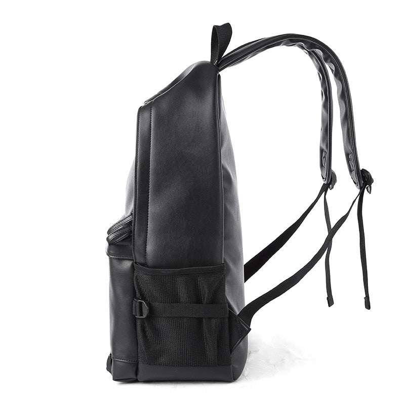 Classic Men's Casual Leather Backpack Black Waterproof Laptop School Bag Ladies Fashion Large Capacity Travel Backpacks