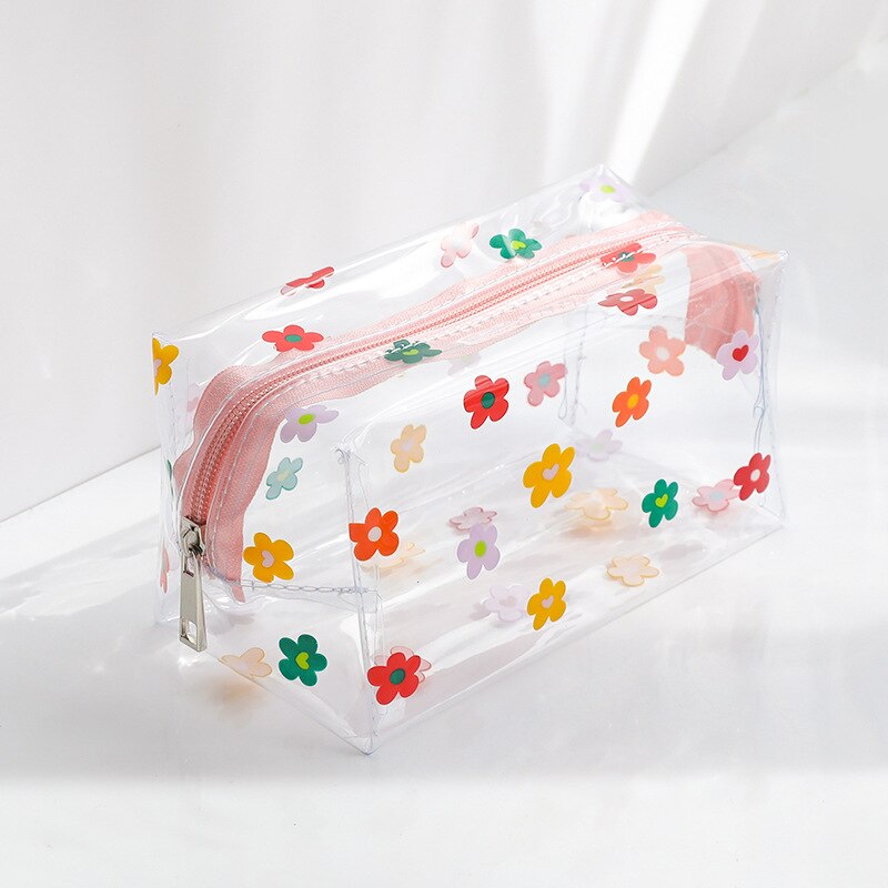 Women Waterproof Clear Cosmetic Bags Case PVC Fashion Girl Travel Zipper Make Up Bag Pouch Toiletry Brush Wash Organizer