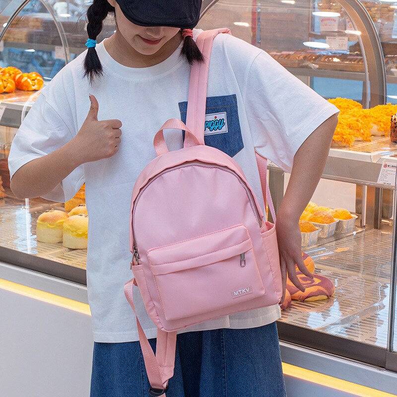 Waterproof Nylon School Backpack Women's Backpacks for Teenagers Girls Outdoor Travel Women Bag Solid Color Schoolbag Mochila