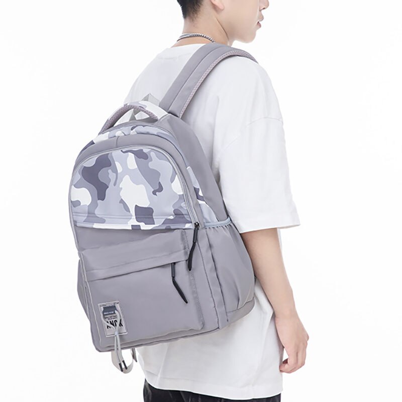 Grid Pattern Nylon School Backpack Women's Backpacks for Teenagers Girls Large Capacity Women Bag Solid Color Schoolbag Mochila