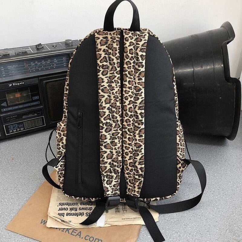 Backpacks Leopard Vintage Couple Canvas Bag Korean Harajuku Ulzzang Large Capacity School Backpack Unisex Stylish Waterproof Ins