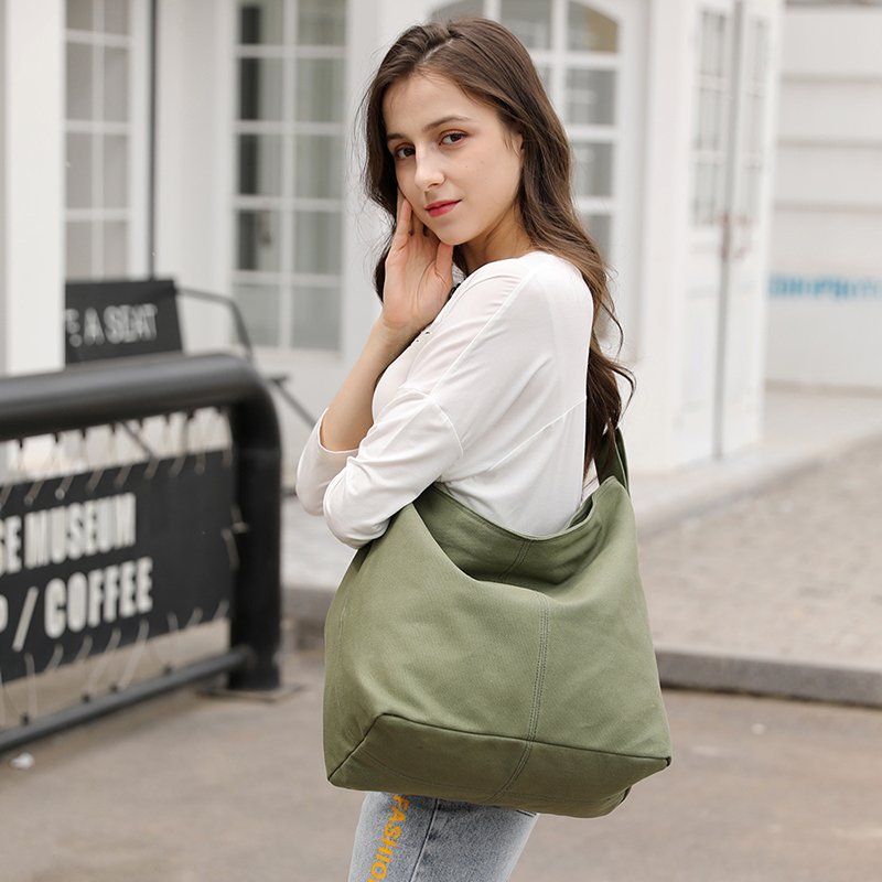 Fashion Canvas Women Bags Casual Totes Female Large Travel Shoulder Messenger Bag College Student Bag Solid Color Lady Handbags