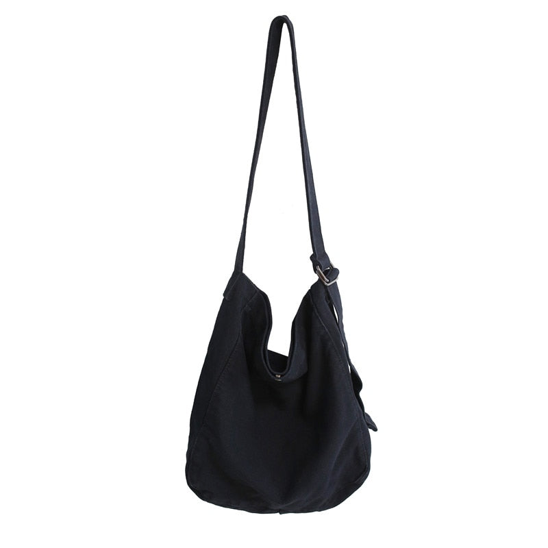 Minimalist Style Solid Shoulder Bags 100% Cotton Unisex Solid Crossbody Bags Canvas Packages South Korea Casual Messenger Bags
