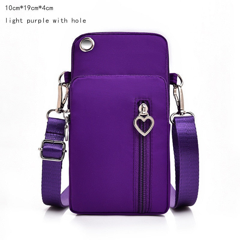 Women's Mini Shoulder Bag Oxford Waterproof Handbag Wrist Pouch Wallet Sports Cell Mobile Phone Bag Crossbody Bags for Girls