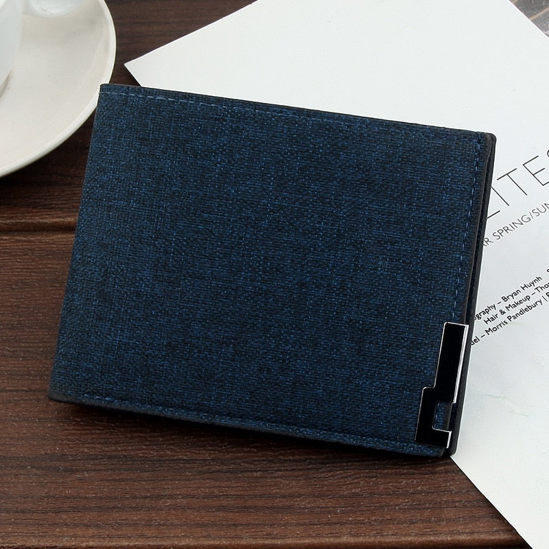Men's Fashion Canvas Wallet Short Multi-card Coin Purse Casual Soft Business Clutch Wallet Male Youth Horizontal Card Holder PU