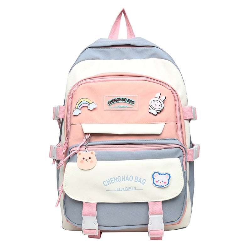 Trendy Female Cute College Backpack Girl Travel Harajuku School Bag New Lady Kawaii Nylon Backpack Fashion Laptop Women Book Bag