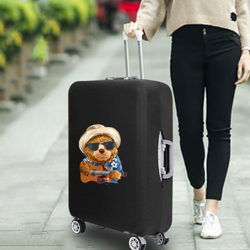 Luggage Cover Protective Thickening Travel Accessories Luggage Dust Cover for 18-28 Inch Bear Print Fashion Suitcase