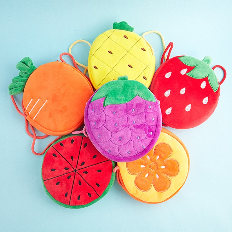 1PCS Girl Simulation Fruit Bag Children Watermelon Strawberry Shoulder Bag Plush Messenger Bag Coin Purse