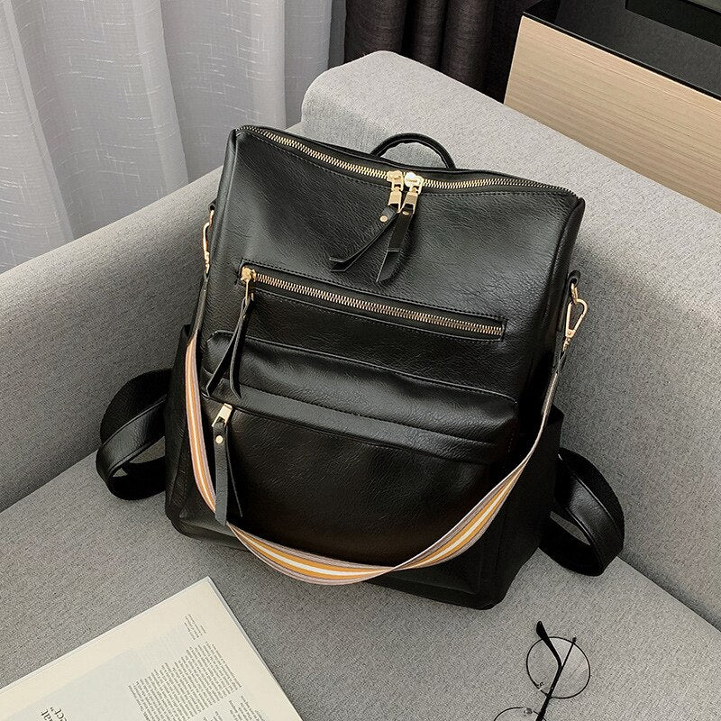 New Designer Women Bag Retro Leisure Backpack Female PU Leather Vintage Backpack Luxurious Shoulder Bag Fashion Female Bag