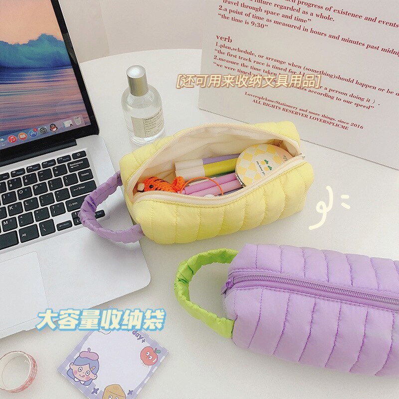 1Pc New Macaron Color Soft Makeup Bag For Women Zipper Large Female's Cosmetic Case Travel Make Up Toiletry Bag Washing Pouch