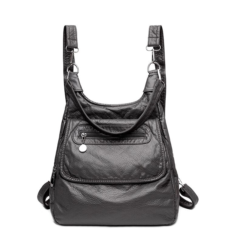 Women Backpack Soft Leather Shoulder Bags For Women Multi-Function Shoulder Bag Female Preppy School Backpacks For Teenage Girls