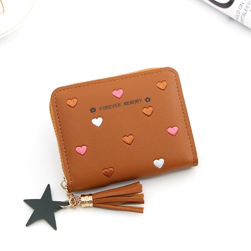 1PC Women Small Wallet Ladies Mini Tassel Wallet Cute Girl Short Zipper Lovely Pu Leather Coin Purse Female Hand Wallet Purse