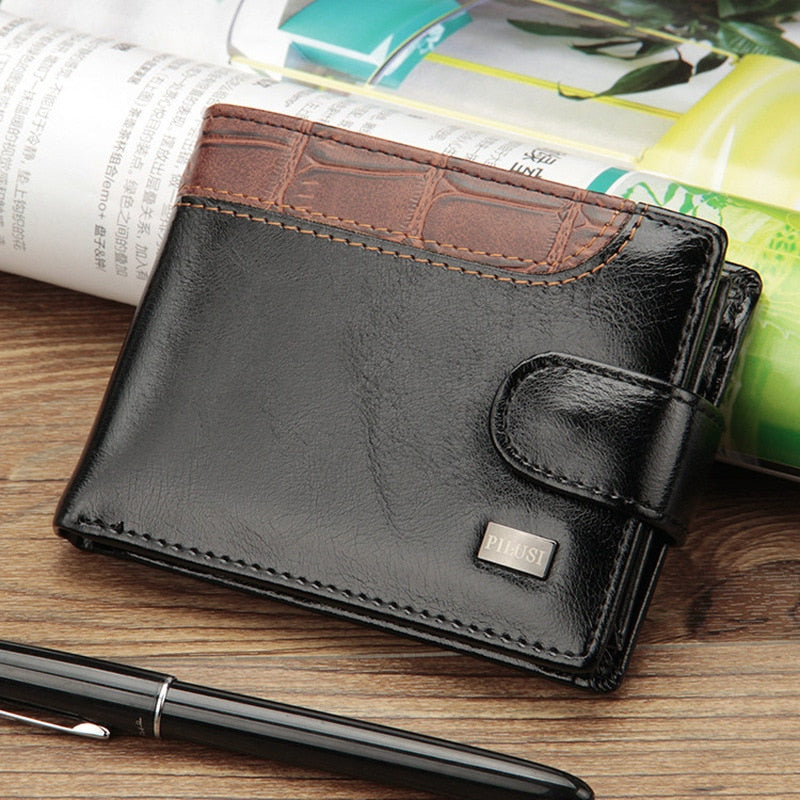 New Men Wallets Patchwork Leather Short Male Purse With Coin Pocket Card Holder Brand Trifold Wallet Men Clutch Money Bag