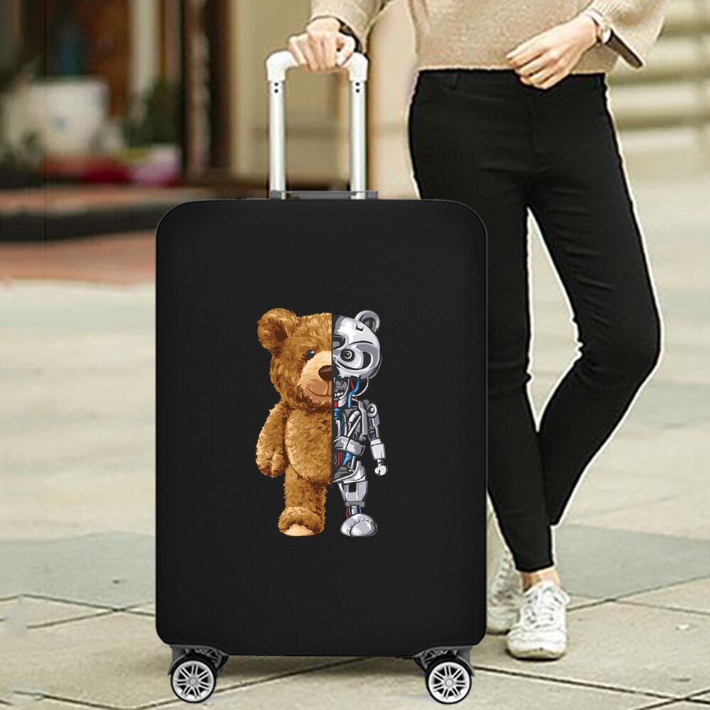 Luggage Cover Protective Thickening Travel Accessories Luggage Dust Cover for 18-28 Inch Bear Print Fashion Suitcase