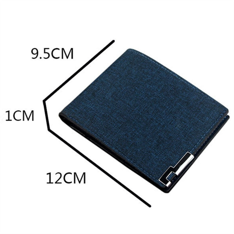 Men's Fashion Canvas Wallet Short Multi-card Coin Purse Casual Soft Business Clutch Wallet Male Youth Horizontal Card Holder PU