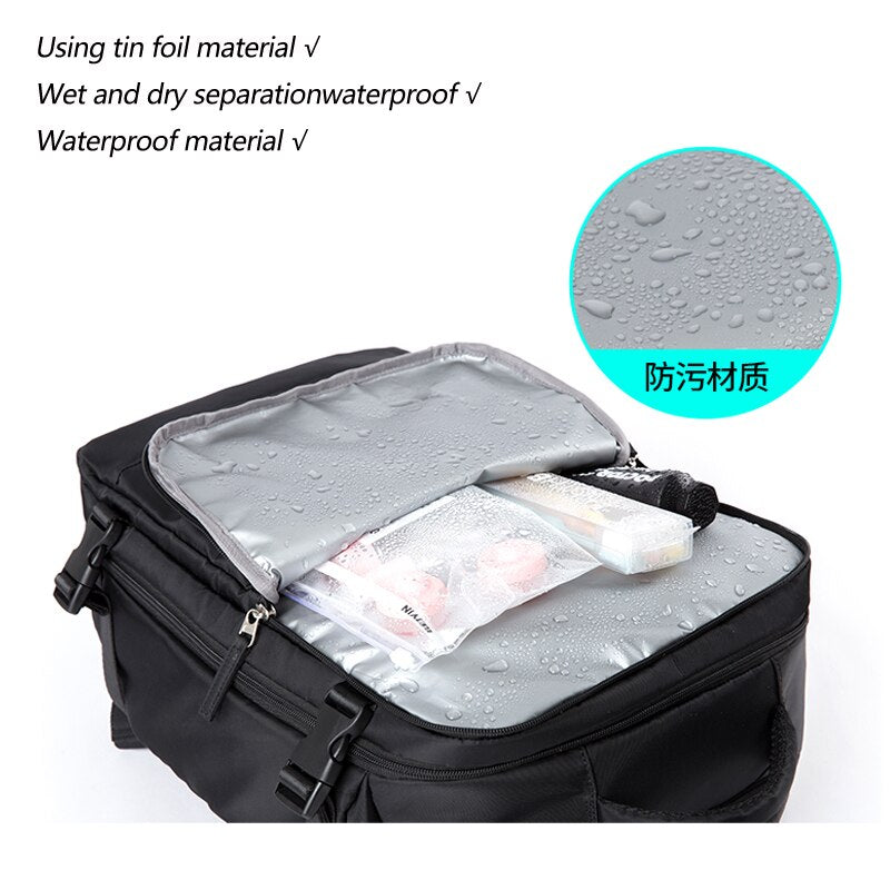 Women Multifunction Travel Large Capacity Backpack Ladies Weekend Outing Luggage With Wet Shoe Compartment 180° Open Way Bag