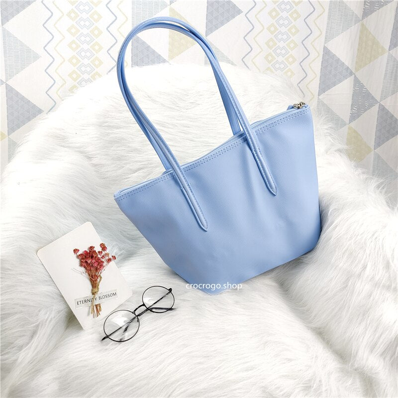 Women's Large Capacity Zipper Shopping Travel Tote Bag Fashion Casual Waterproof PVC Mobile Phone Change Shoulder Bag