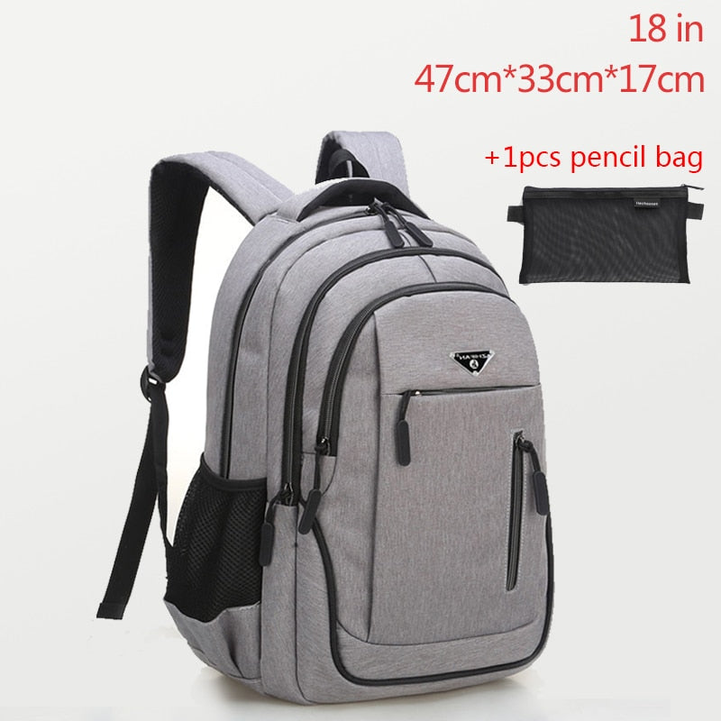 Large Capacity Backpack Men Laptop Backpacks 15.6 Oxford Black Solid Big High School Bags Teen College Boy Gril Student Backpack