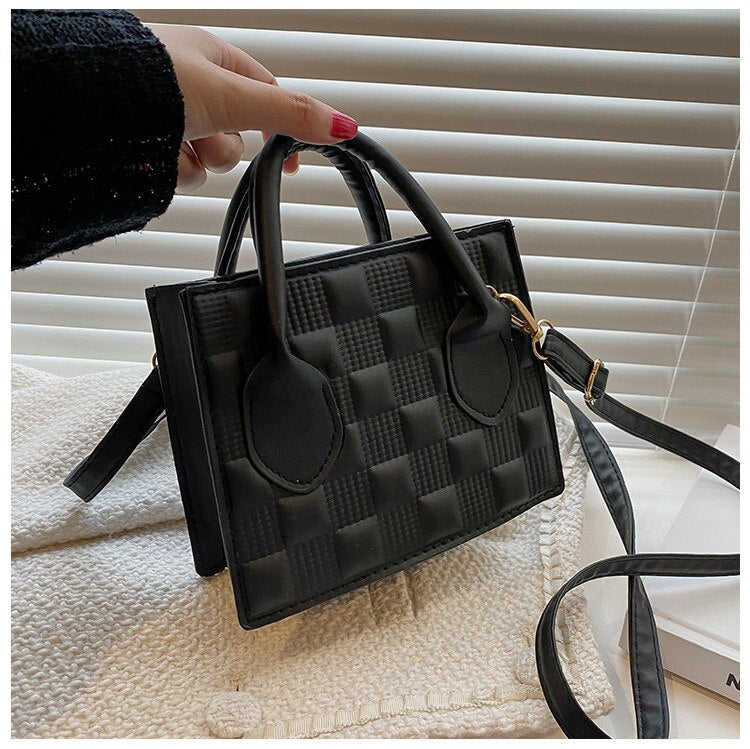 Fashion Pu Leather Women Shoulder Bag High Quality Checkered Crossbody Bag Woman Luxury Designer Casual Women Messenger Bag