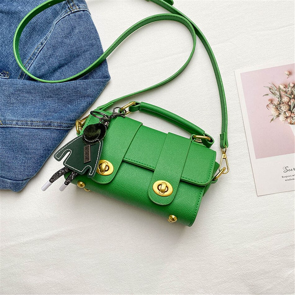 2 Lock Small Women's Boston Bag Luxury Purses and Handbags Luxury Pendant Crossbody Bag PU Leather Shoulder Bags for Women Mini