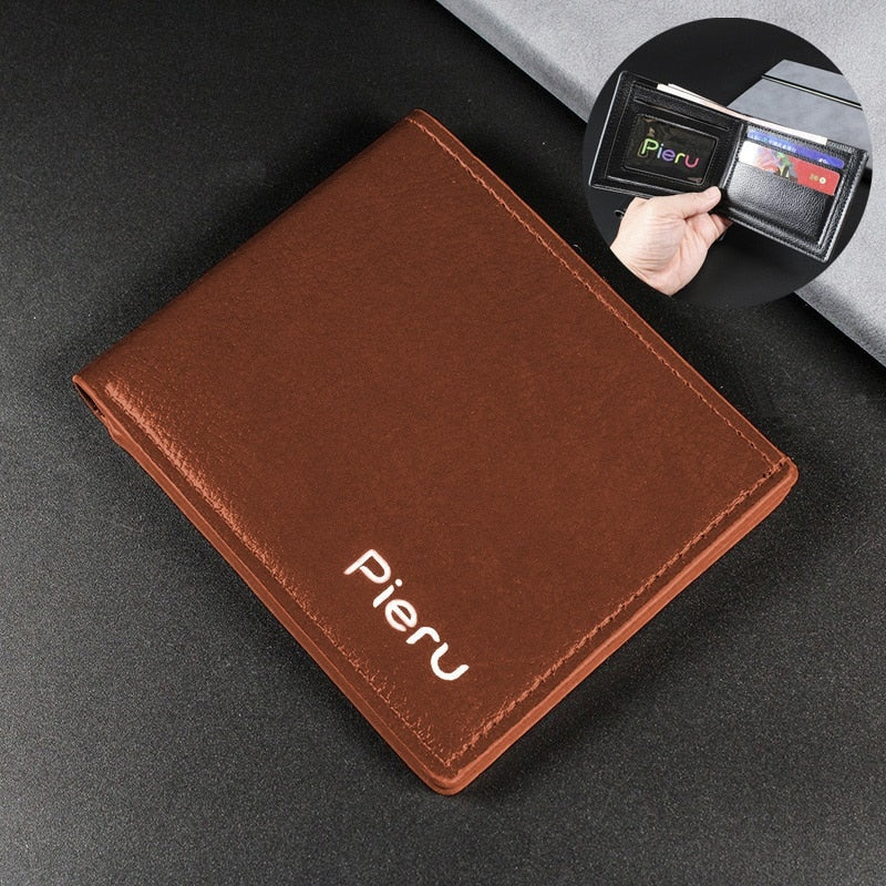 PU Leather Men Wallets Soft Wallet Card Holder With ID Window Wallets for Man Short Black Walet Black Purse Card Case Coin Pouch