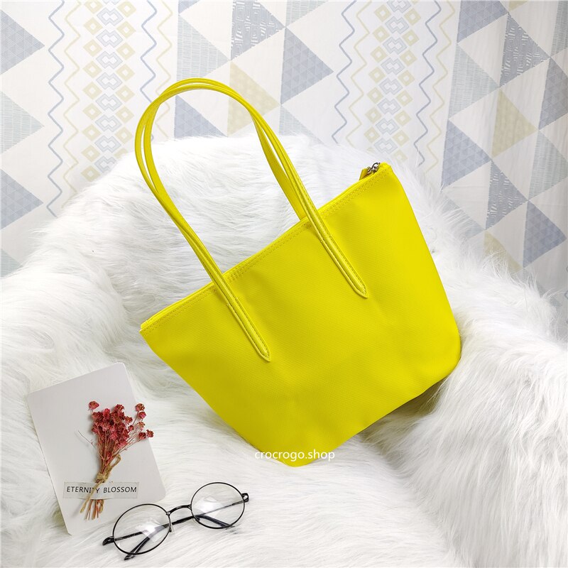 Women's Large Capacity Zipper Shopping Travel Tote Bag Fashion Casual Waterproof PVC Mobile Phone Change Shoulder Bag