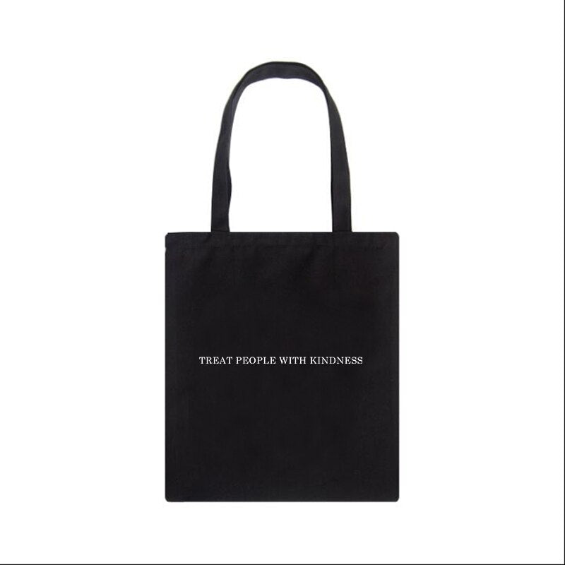 YWBK Women Bag Fashion Canvas Treat People with Kindness Letter Casual Big Capacity Harajuku WomenNew Fun Vintage Shoulder Bag