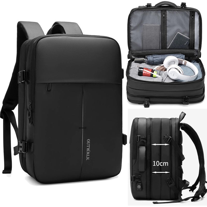 Men's Expandable 15.6 Inch Laptop Backpacks USB Waterproof Notebook Schoolbag Sports Travel School Bag Pack Backpack For Male