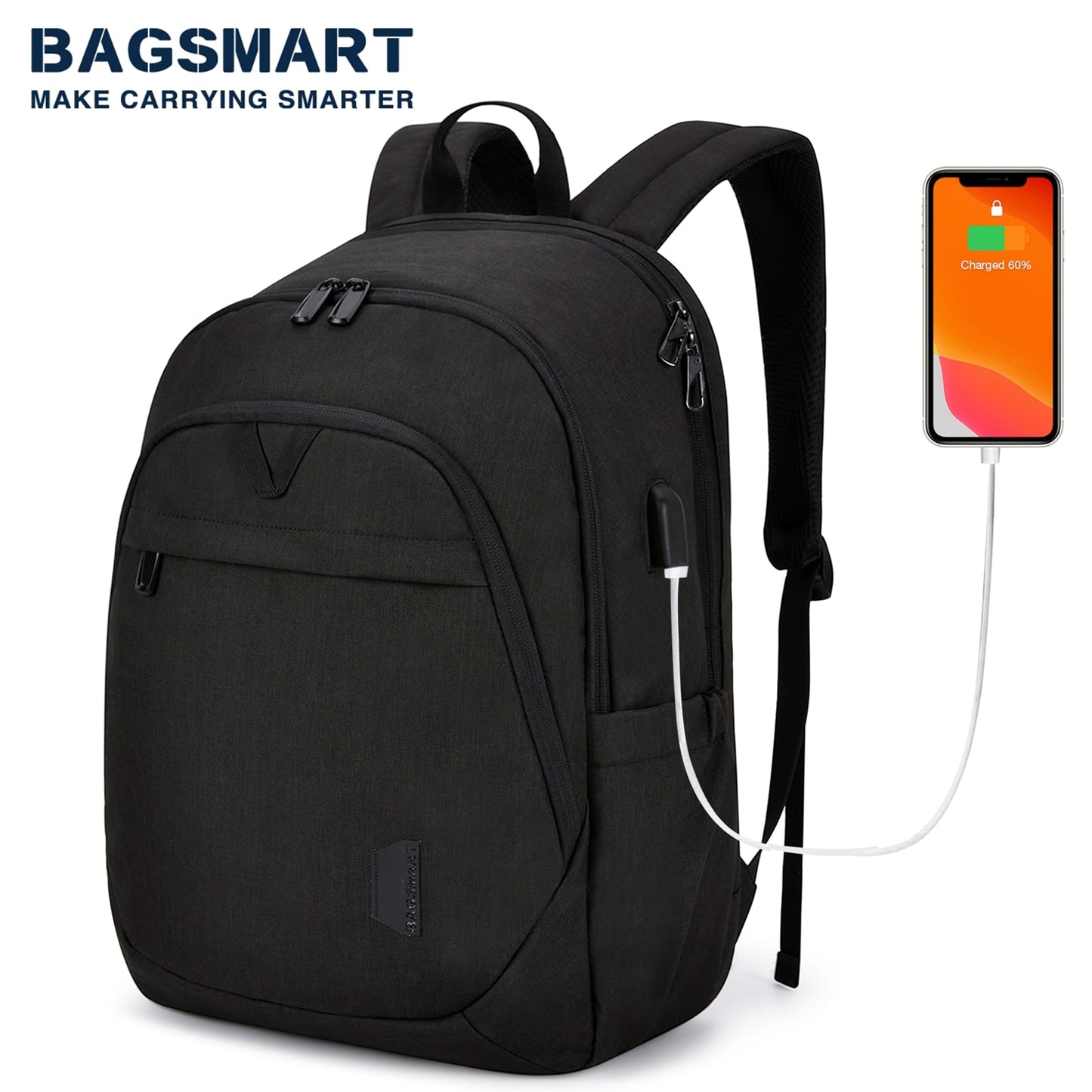 BAGSMART Anti-theft Waterproof 15.6 Inch Laptop Backpack School Backpacks USB Charging Port Men Business Travel Backpack Women