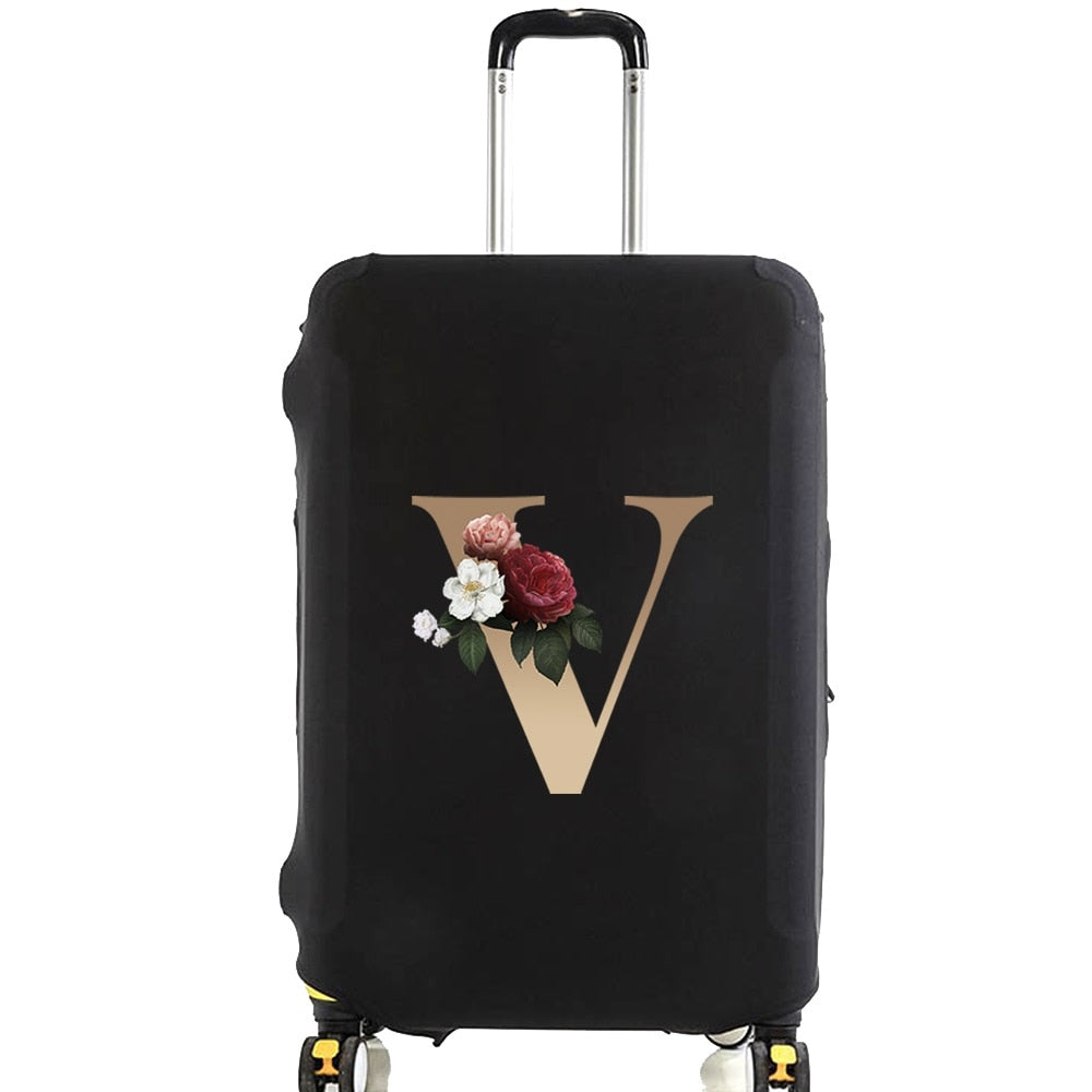 Luggage Protective Cover for 18 To 28 Inch Fashion Gold Letter Name Trolley Suitcase Elastic Dust Bags Case Travel Accessories