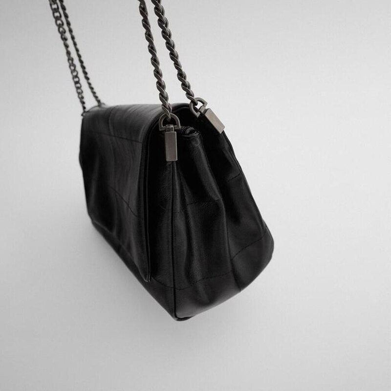 Women's Shoulder Bag portable flip Single Shoulder Bag versatile Fashion black Messenger Bag for girls