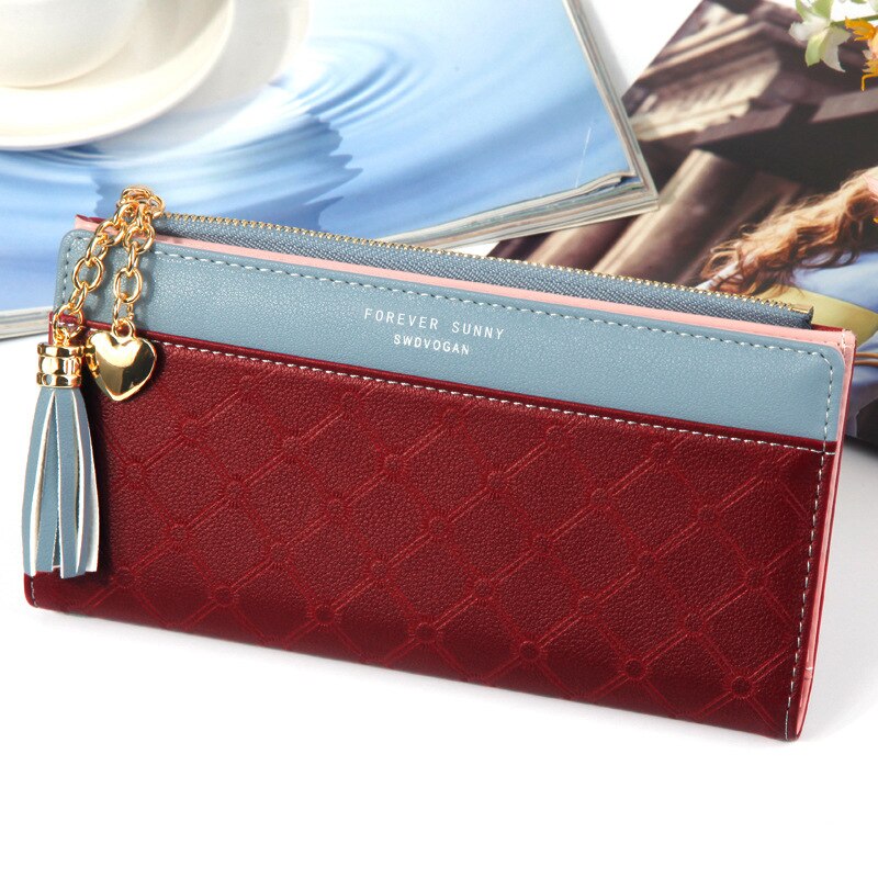 Long Women's Wallet Female Purses Tassel Coin Purse Card Holder Wallets Female Pu Leather Clutch Money Bag Pu Leather Wallet